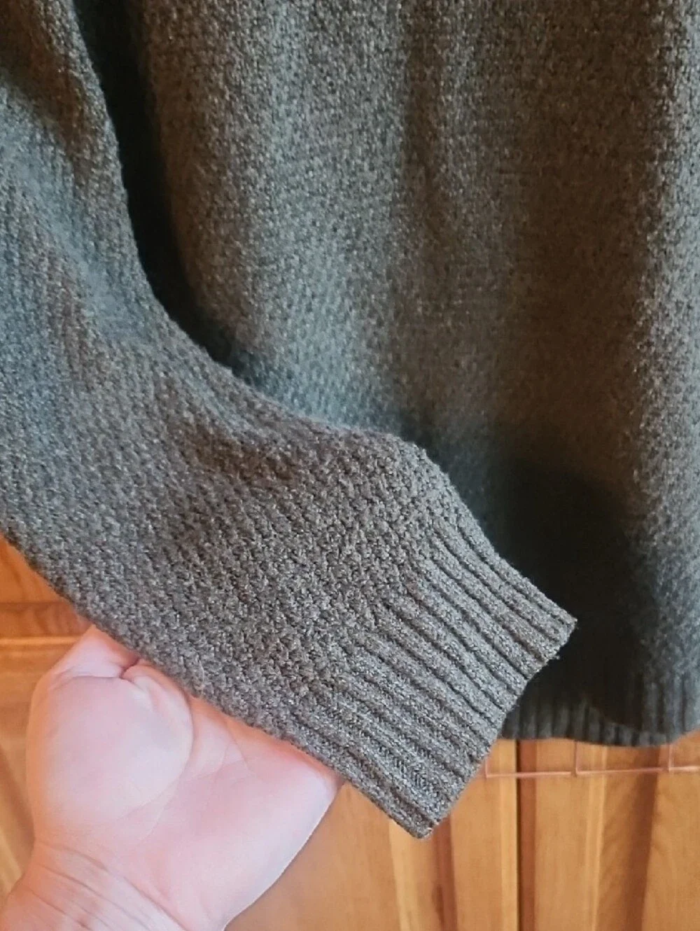 Olive Green Crewneck Sweater, Size XL - Picture 4 of 9